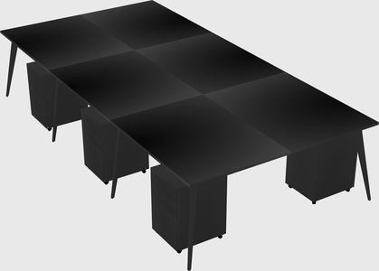 Shared rectangular office desk system