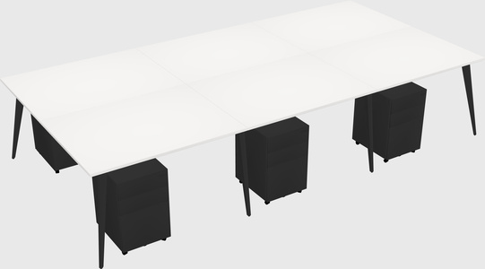 Shared rectangular office desk system