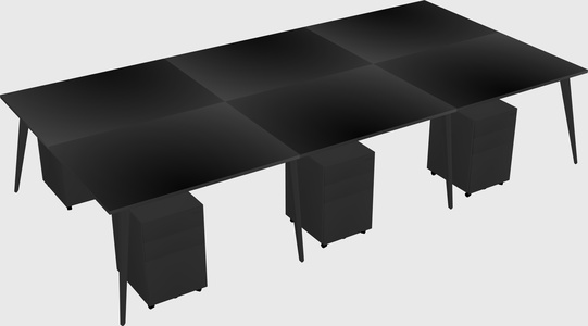 Shared rectangular office desk system