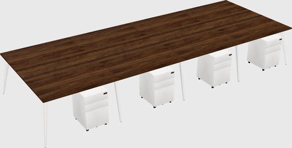 Shared rectangular office desk system