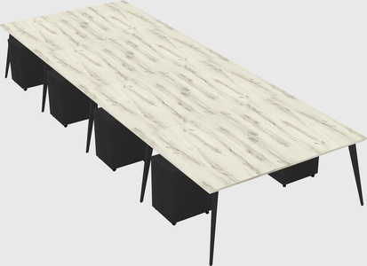 Shared rectangular office desk system