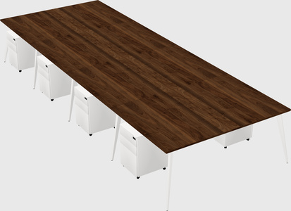 Shared rectangular office desk system