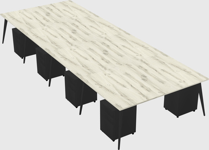Shared rectangular office desk system