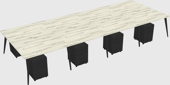 Shared rectangular office desk system