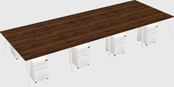 Shared rectangular office desk system
