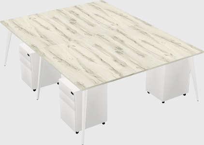 Shared rectangular office desk system
