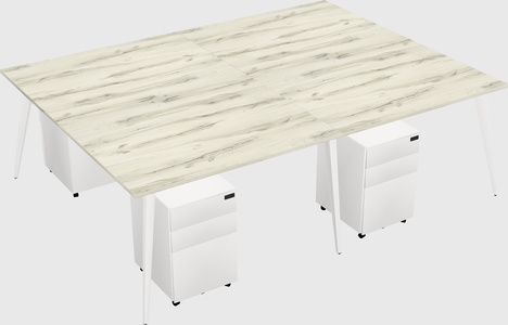 Shared rectangular office desk system