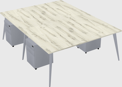 Shared rectangular office desk system