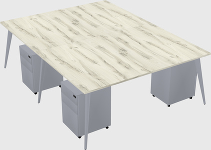 Shared rectangular office desk system