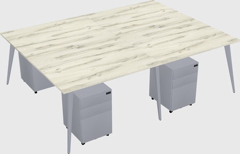 Shared rectangular office desk system