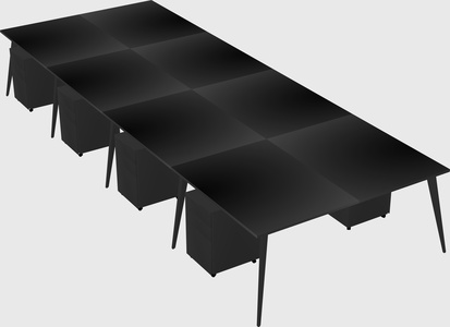 Shared rectangular office desk system