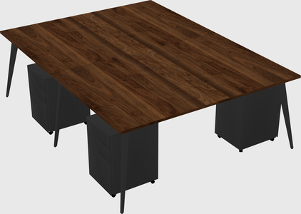 Shared rectangular office desk system