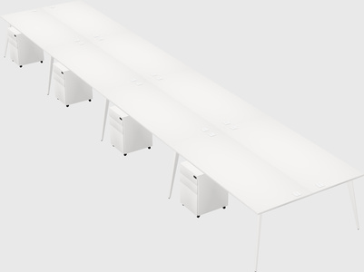 Shared rectangular office desk system