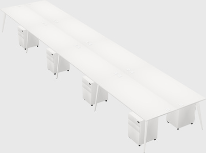 Shared rectangular office desk system