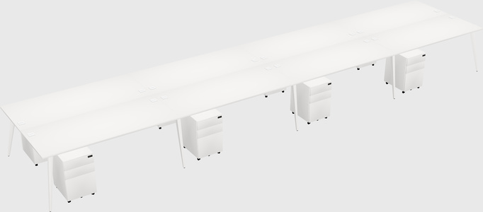 Shared rectangular office desk system