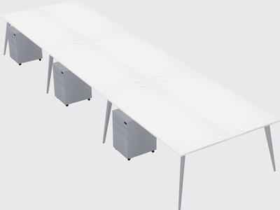 Shared rectangular office desk system