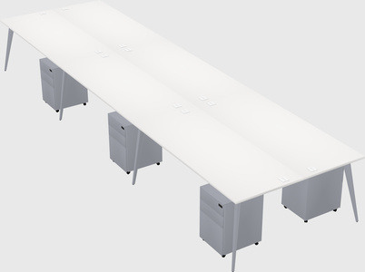 Shared rectangular office desk system