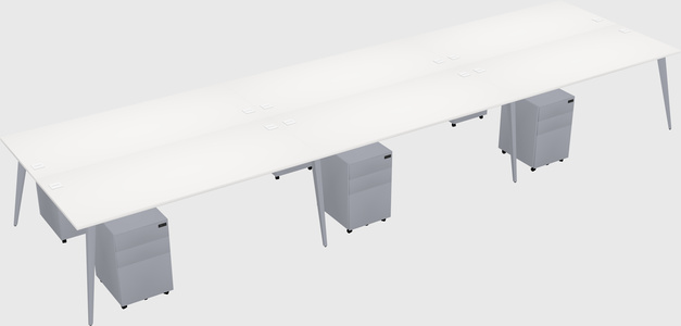 Shared rectangular office desk system
