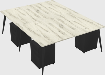 Shared rectangular office desk system