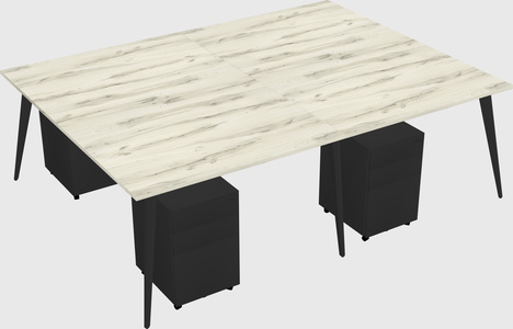 Shared rectangular office desk system