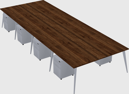 Shared rectangular office desk system