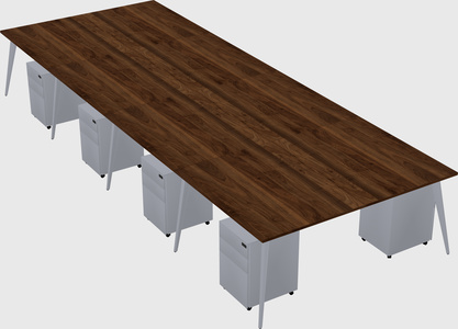 Shared rectangular office desk system