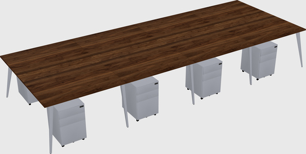 Shared rectangular office desk system