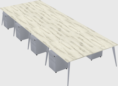 Shared rectangular office desk system