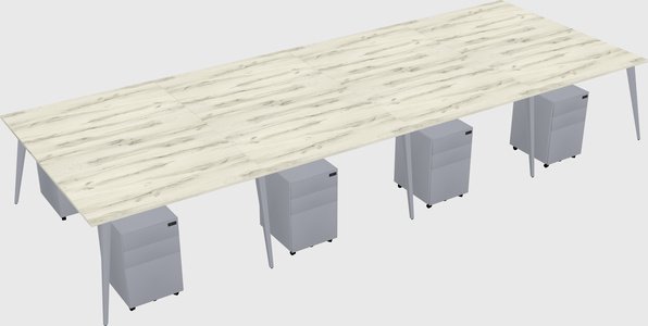 Shared rectangular office desk system