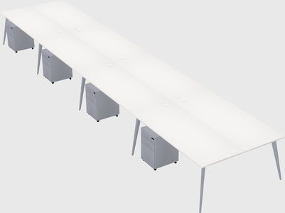 Shared rectangular office desk system