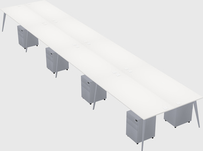 Shared rectangular office desk system
