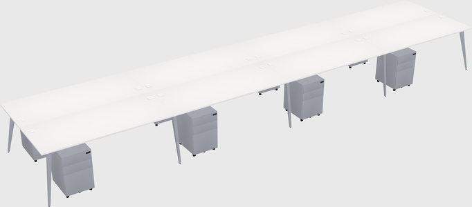 Shared rectangular office desk system