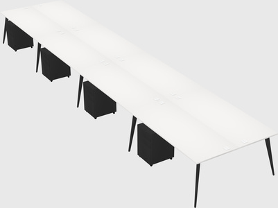 Shared rectangular office desk system