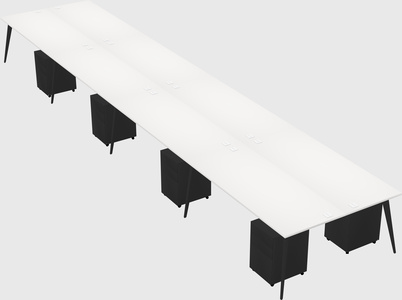 Shared rectangular office desk system