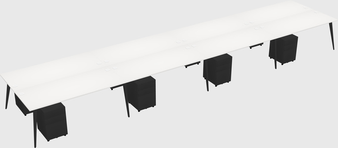 Shared rectangular office desk system