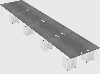 Shared rectangular office desk system