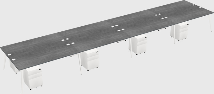Shared rectangular office desk system