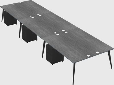 Shared rectangular office desk system