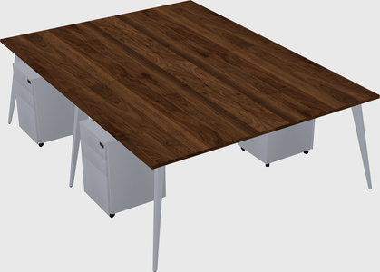 Shared rectangular office desk system