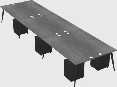 Shared rectangular office desk system