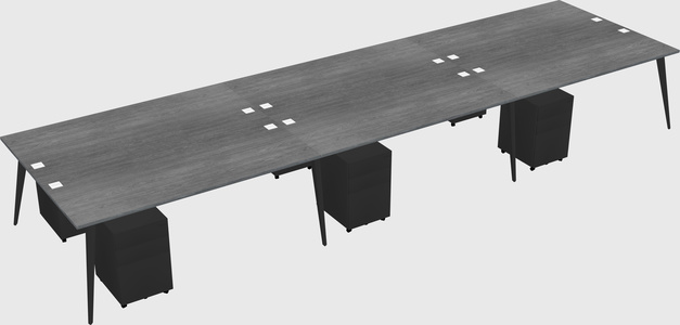 Shared rectangular office desk system