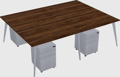 Shared rectangular office desk system