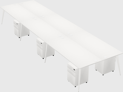 Shared rectangular office desk system