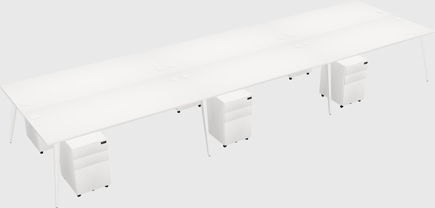Shared rectangular office desk system
