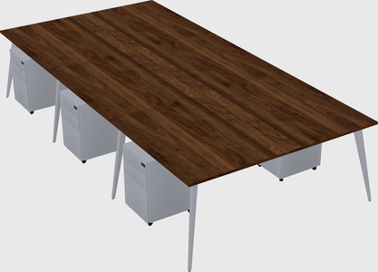 Shared rectangular office desk system