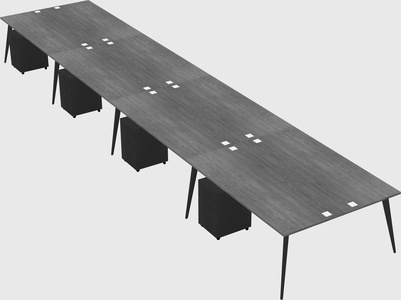 Shared rectangular office desk system