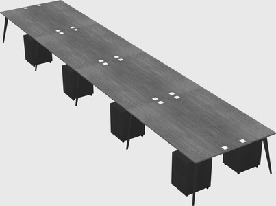 Shared rectangular office desk system