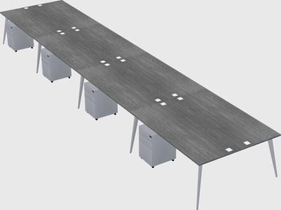 Shared rectangular office desk system