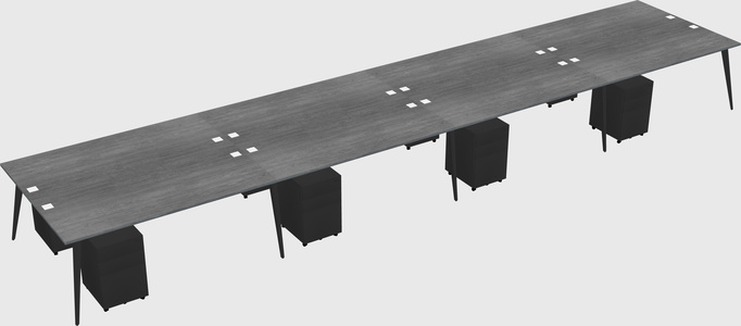 Shared rectangular office desk system