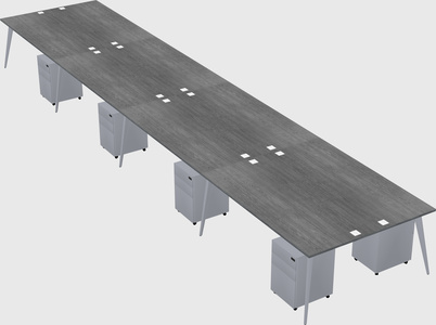 Shared rectangular office desk system